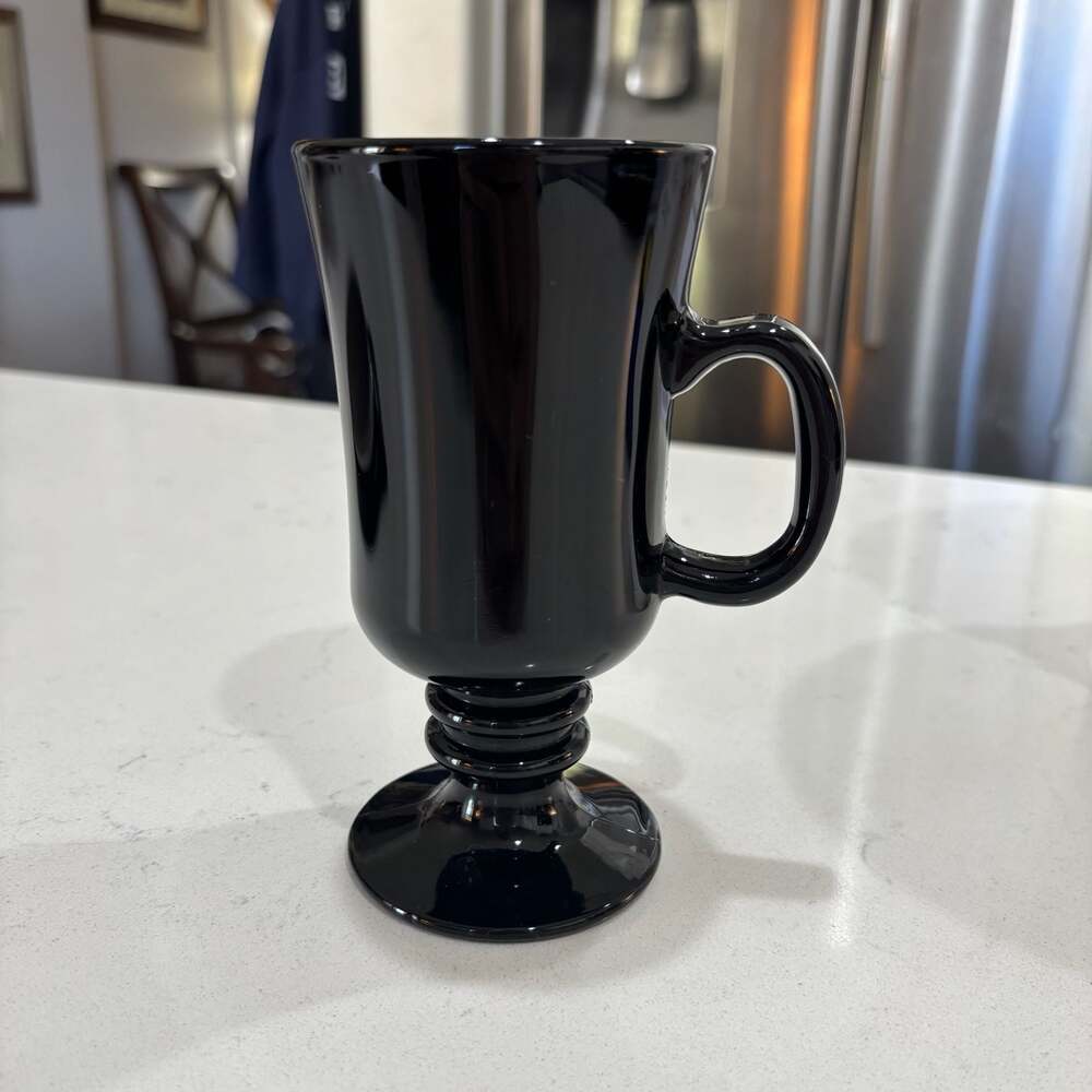 Libbey Vintage Black Amethyst Glass Footed Irish Coffee Mug, 8.5 oz